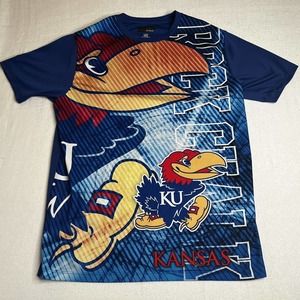 Majestic University Of Kansas Jayhawks Logo T-Shirt Size Large (Dri-Fit-ish)